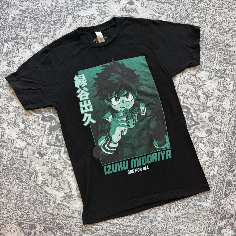 My Hero Academia Izuku Midoriya Black Graphic T-Shirt Crunchyroll Size Small